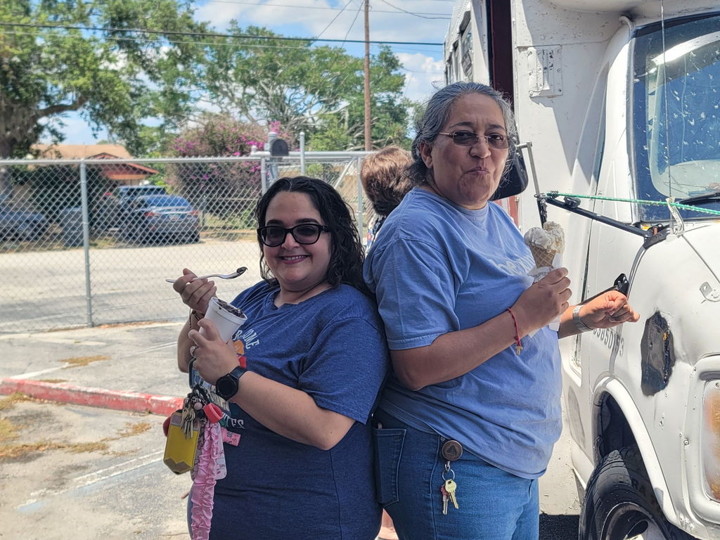 AES Staff getting their ice cream. 