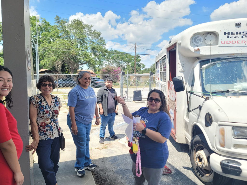 AES Staff getting their ice cream. 