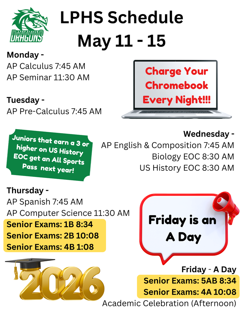 LPHS May 11 -1 5 Schedule