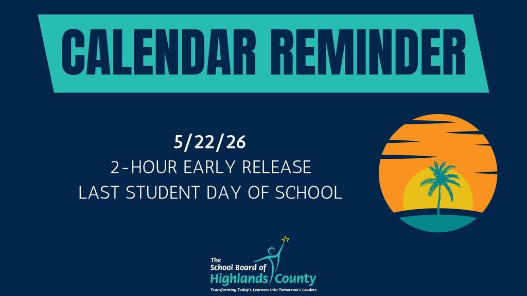 Calendar Reminder - 2-hour early release 5.22.2026