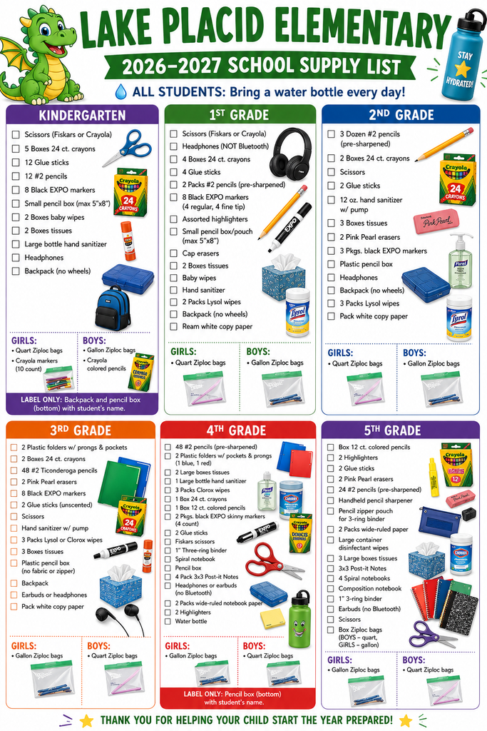 LPE's 2026-27 Supply List