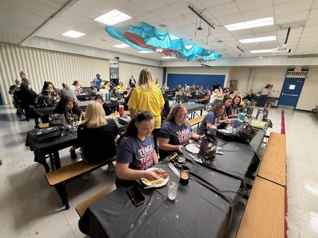 Today, we officially kicked off an exciting new school year! Mr. K. and Mrs. Brooker took time to reflect on all we accomplished together last year and shared the vision & pathways that will guide us on our trail to success throughout this school year. Afterward, our amazing staff enjoyed a delicious meal, great fellowship, and time reconnecting before heading off to prepare their classrooms for our Mustangs!