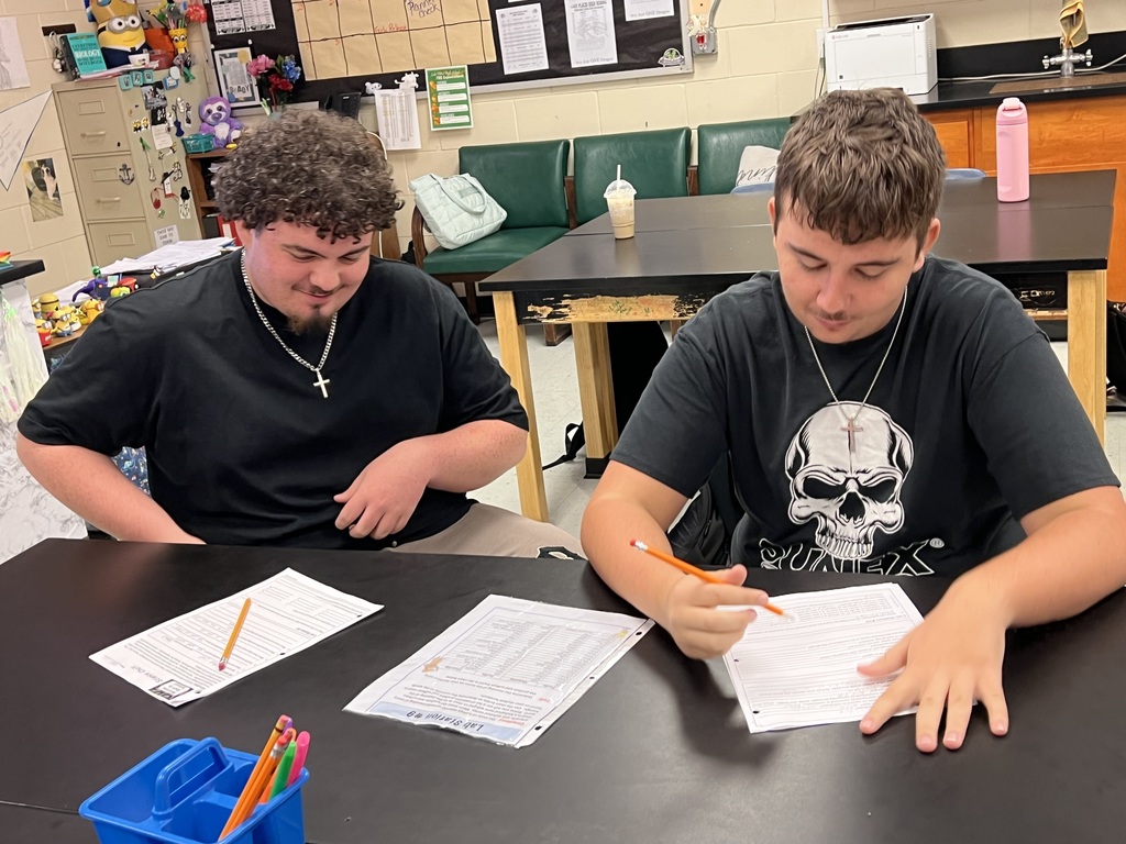 Student working in Biology Class.