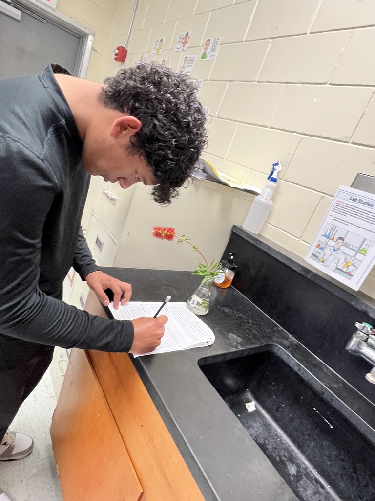 Student working in Biology Class.