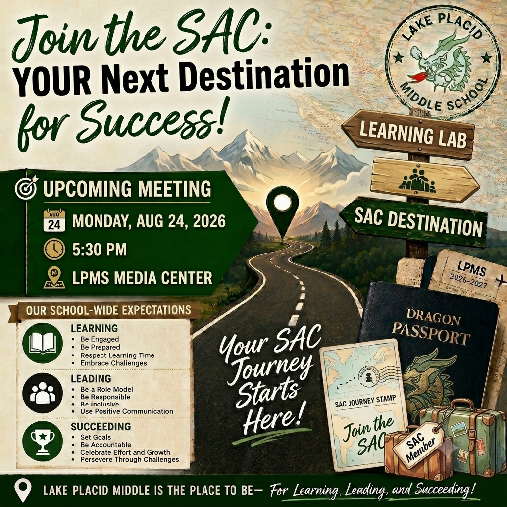 LPM SAC Meeting Image - Meeting date Monday 8/24/26 at 5:30 PM in the Media Center