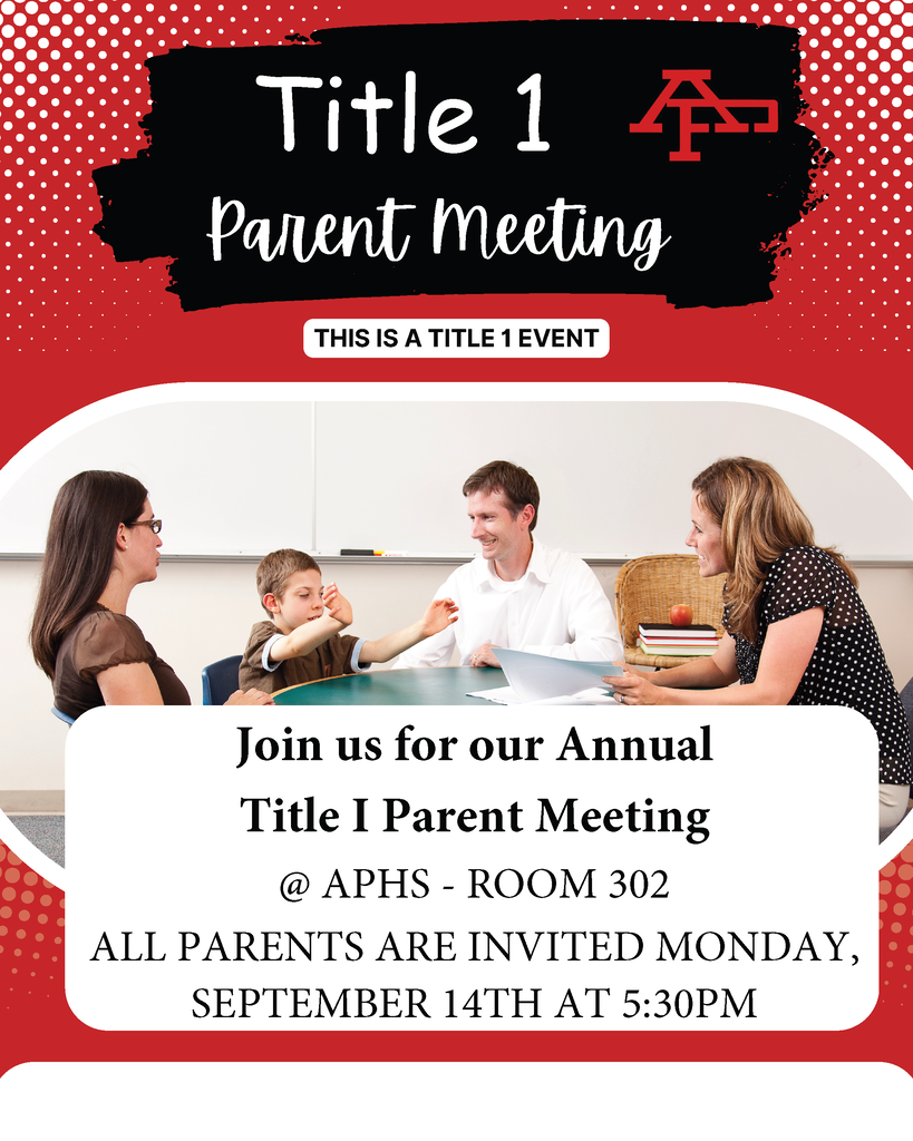 Title 1 Parent Meeting on September 14th at 5:30PM