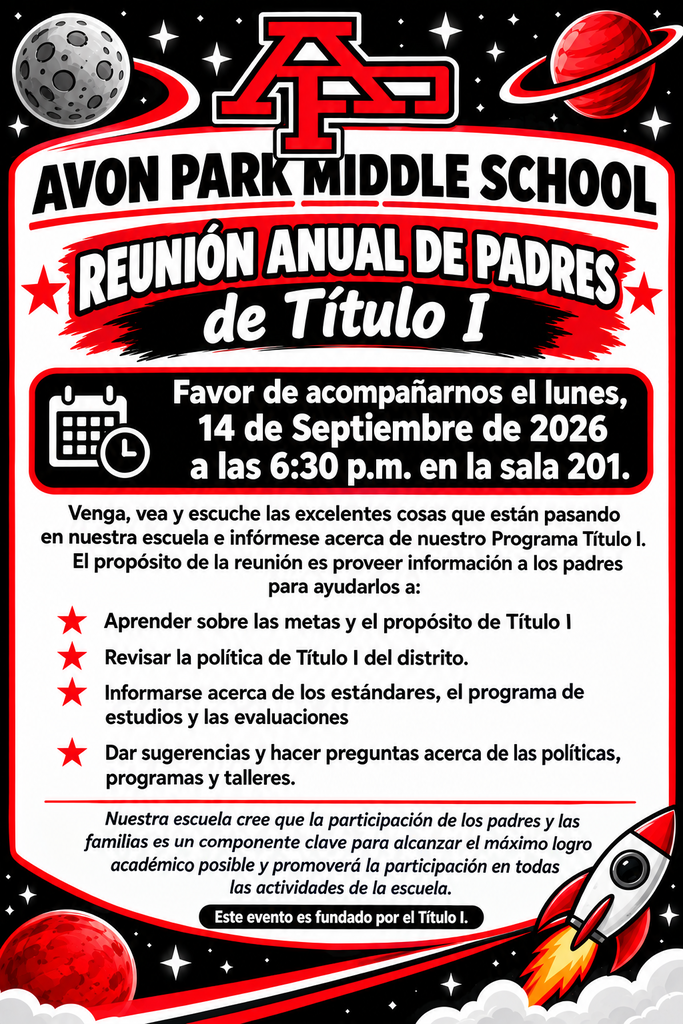 Annual Title I Parent Meeting Flyer - Spanish