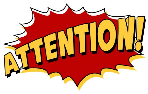 Comic book style graphic with the word Attention