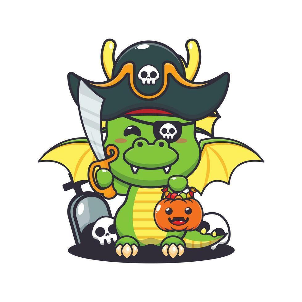 Cartoon dragon dressed as a pirate