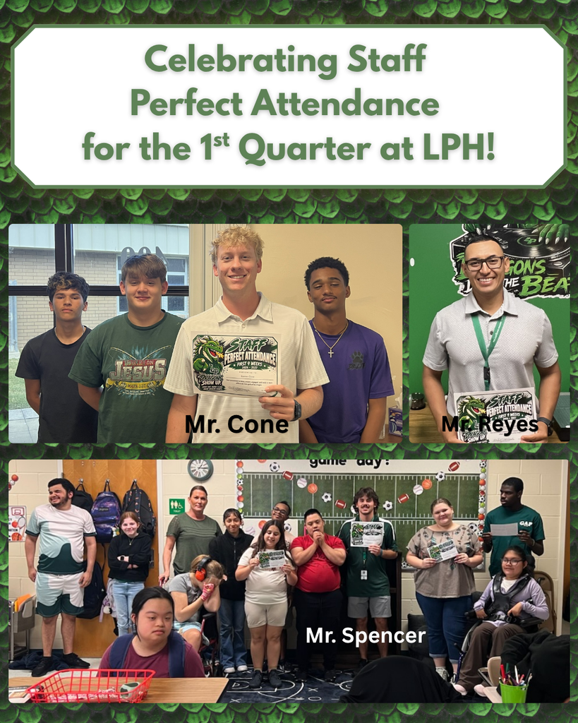 Staff Perfect Attendance Quarter 1 at LPHS