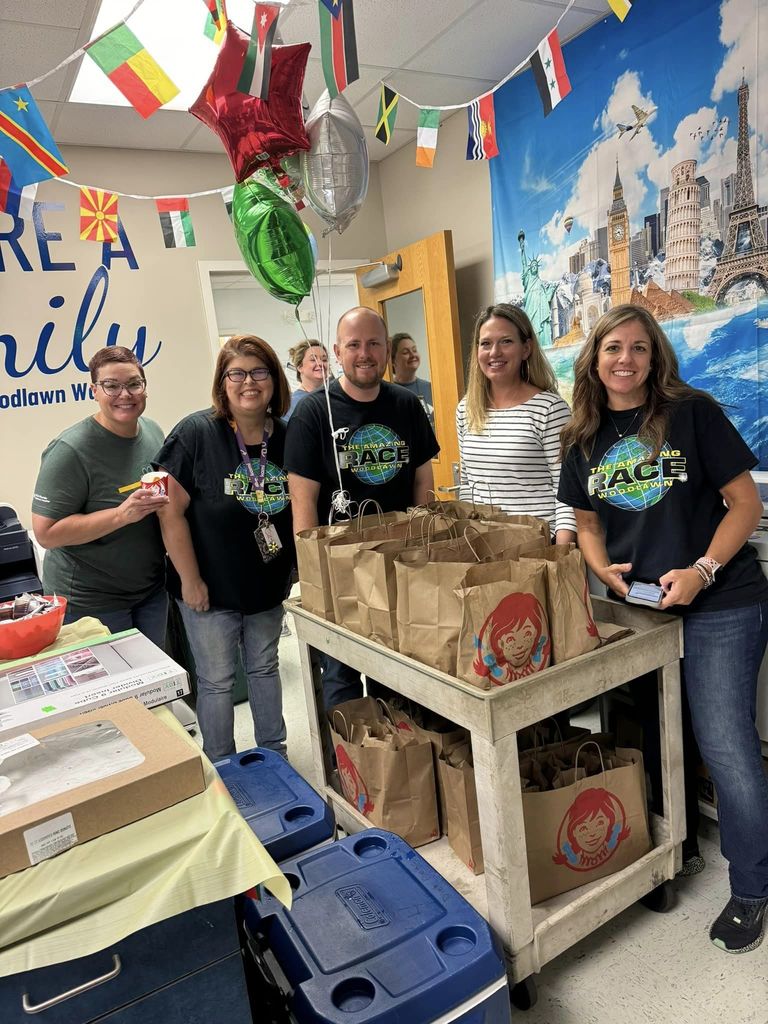 WES staff getting breakfast donated by Wendy's