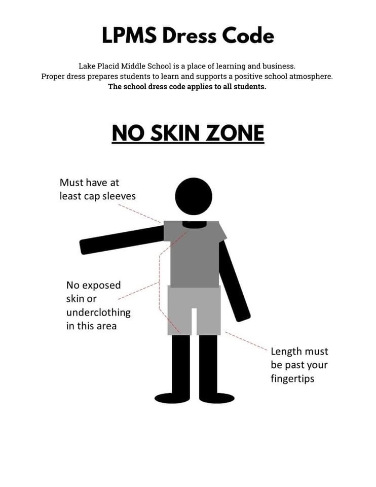 LPMS dress code no skin zone image to show what areas need to be covered