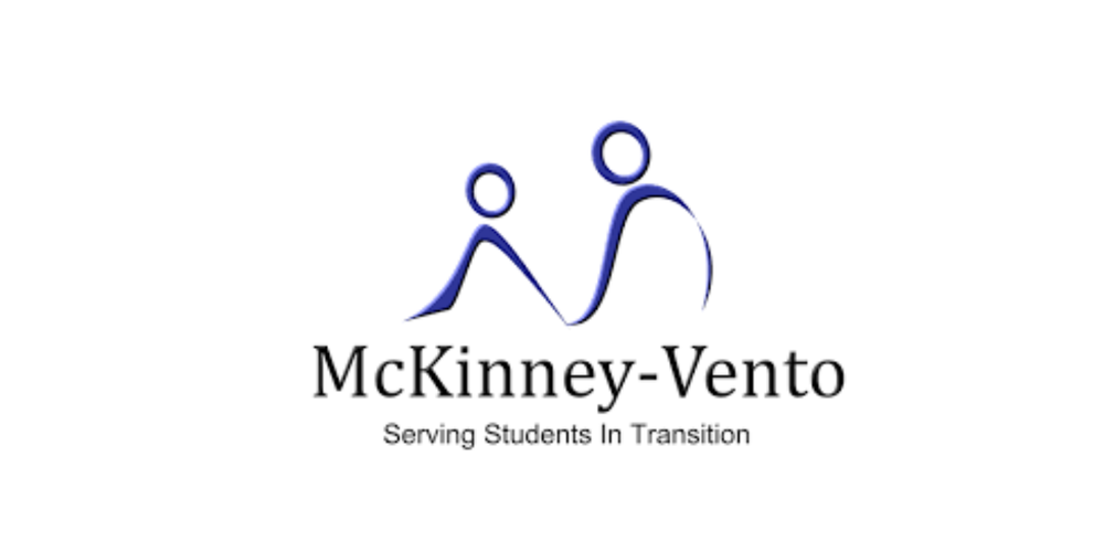 Mckinney-Vento Serving Students in Transition with outlines of two people