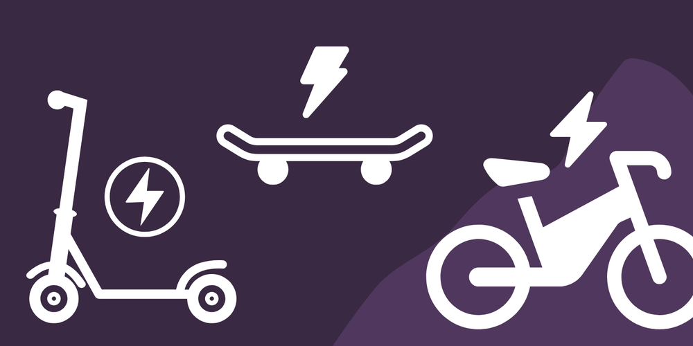 icons of ebike, escooter and eskateboard