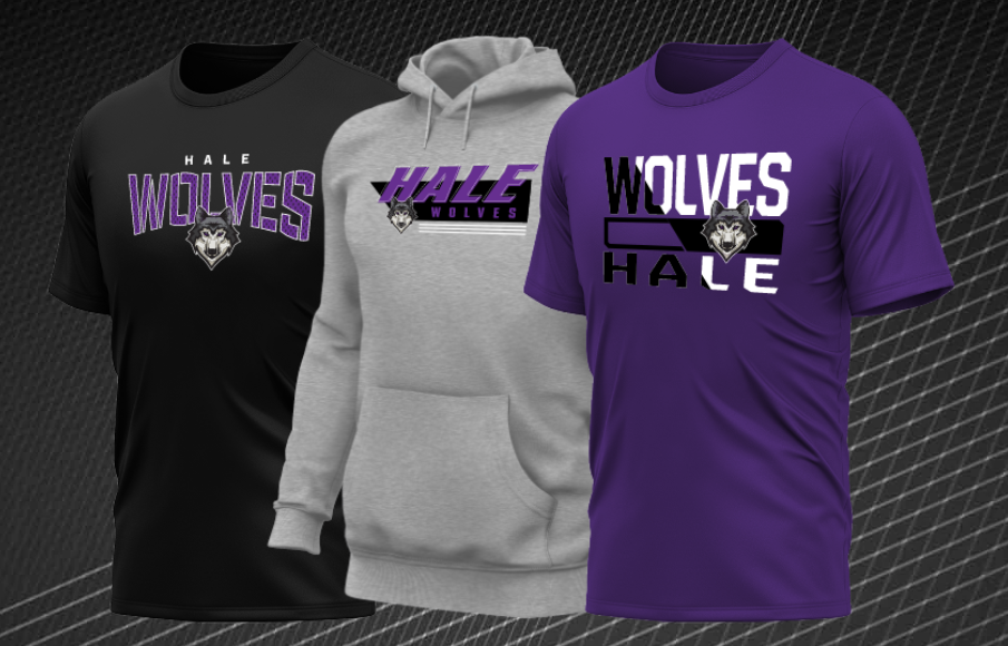 Black shirt, gray sweatshirt, purple shirt on black background