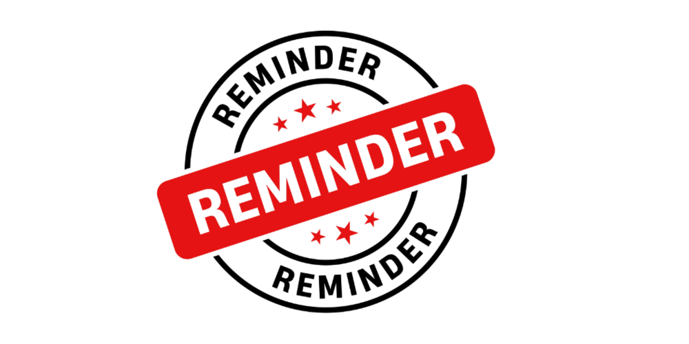 Image says "Reminder"