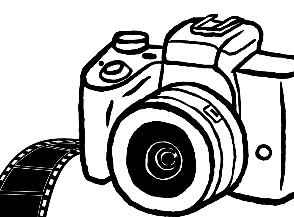 camera in black and white