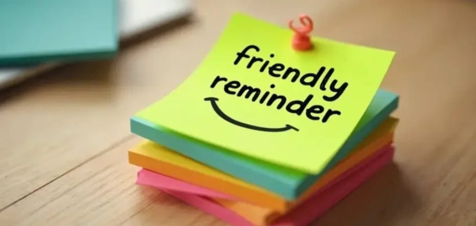 Post its say "Friendly Reminder"