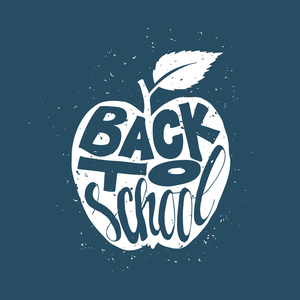 Apple outline with the words back to school inside