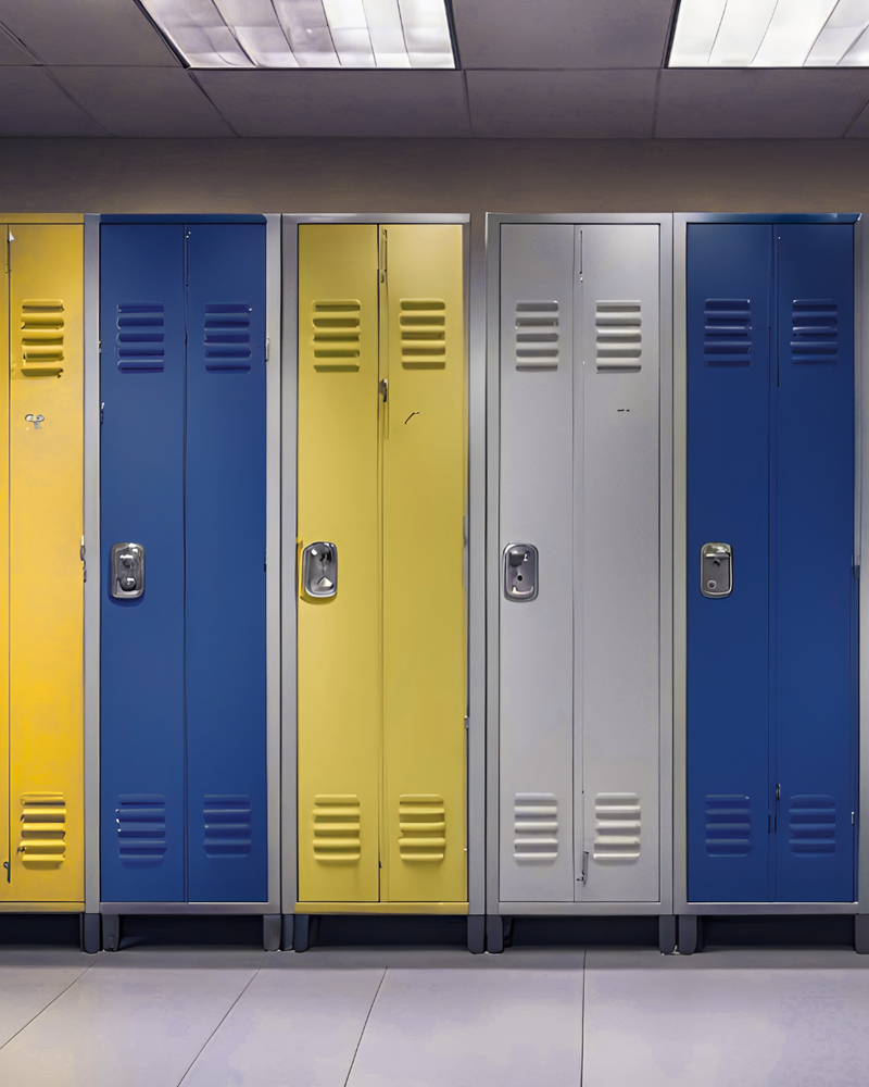blue and gold lockers