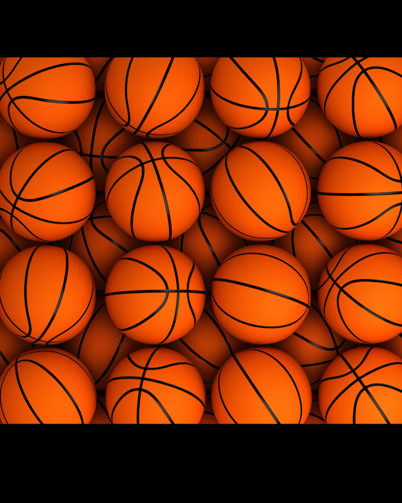 basketballs in a line