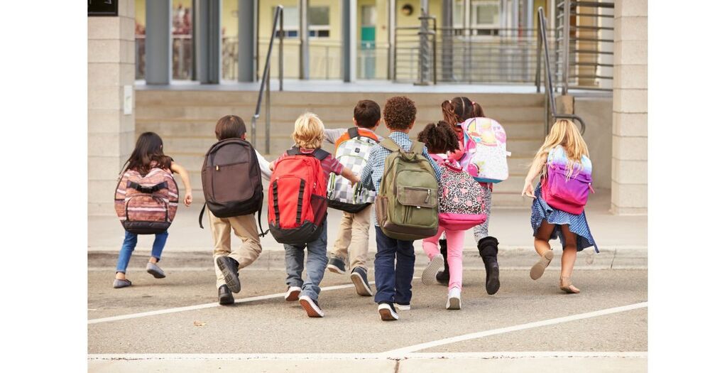students walking to school
