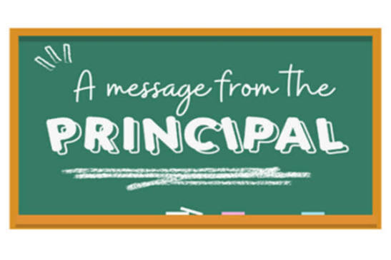 A message from the Principal on a chalkboard