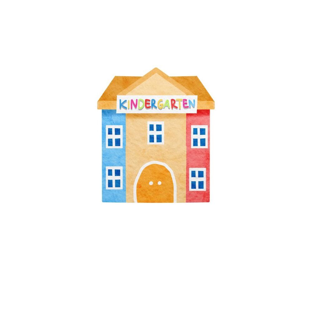 school building clipart with the word kindergarten