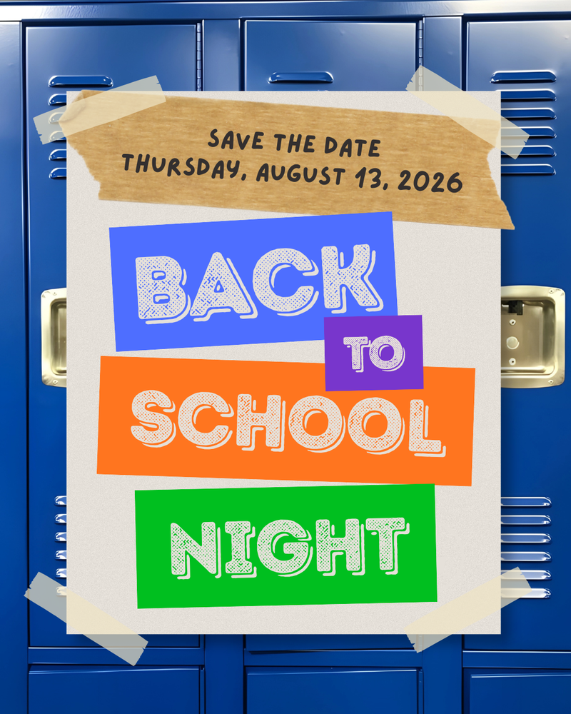 blue lockers with poster that says back to school night