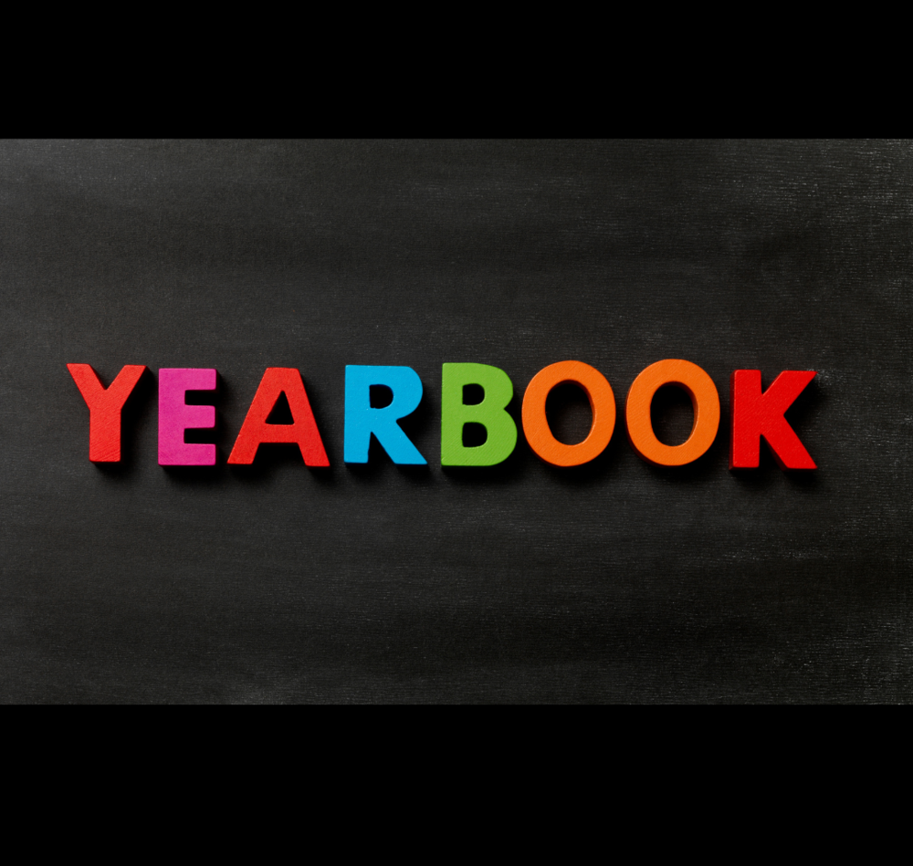 yearbook in colorful letters