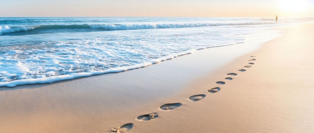 beach image with footprints