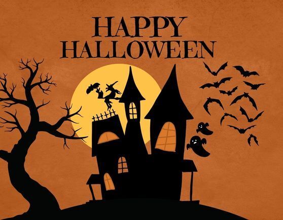 Happy Halloween with a haunted house
