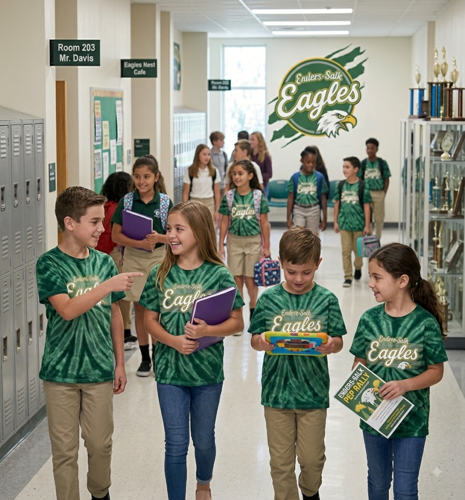 students wearing their new spirit wear