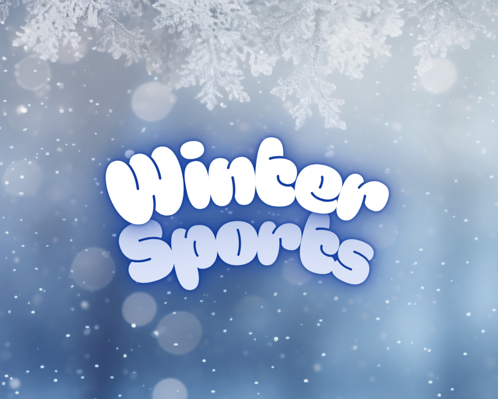 winter sports on snowflakes