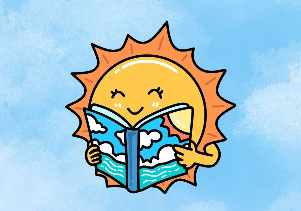 clipart sunshine reading a book
