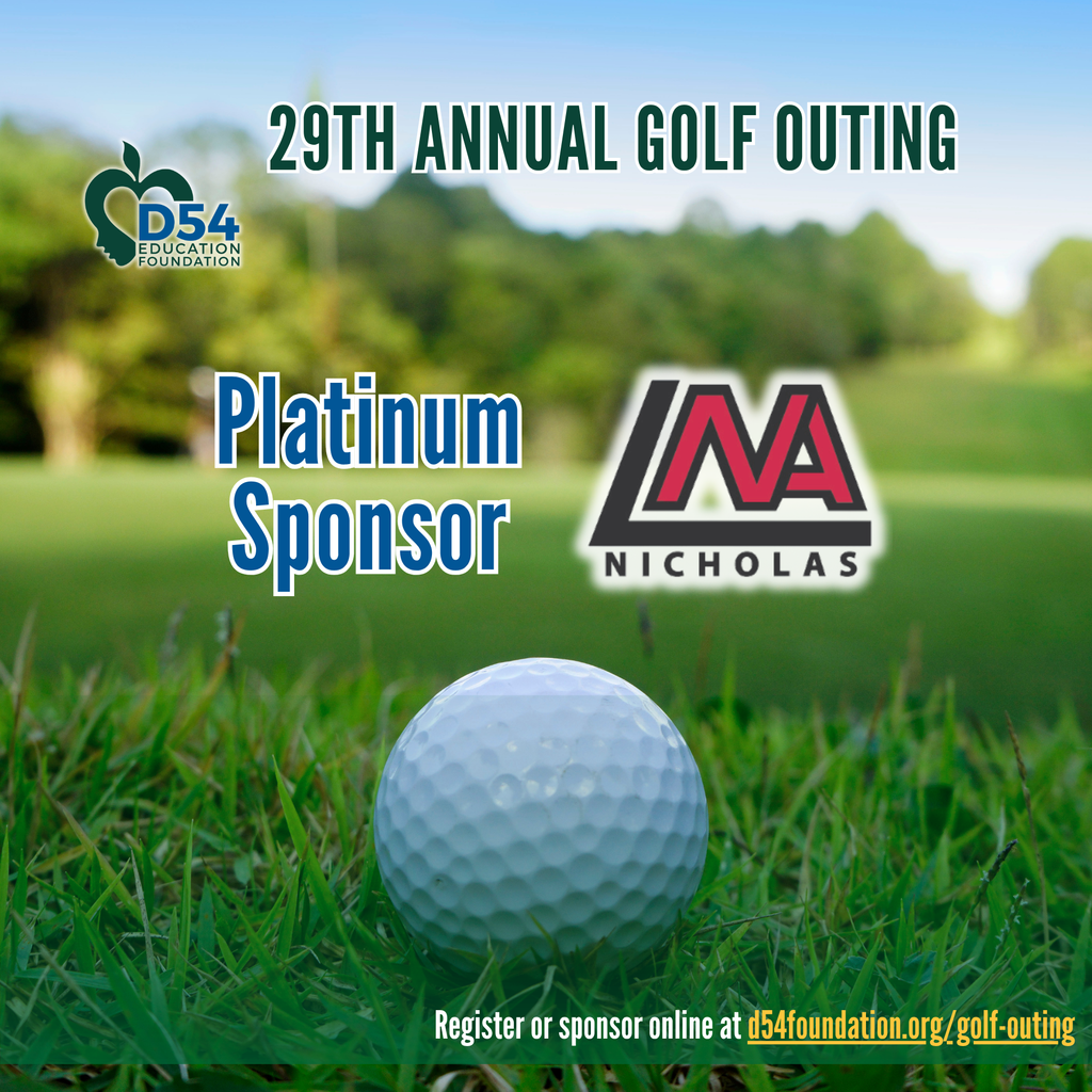 Decorative golf background with the Nicholas logo and Platinum Sponsor