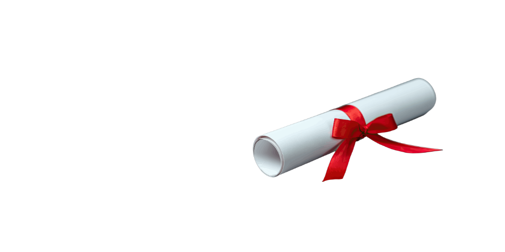 Diploma scroll with red ribbon