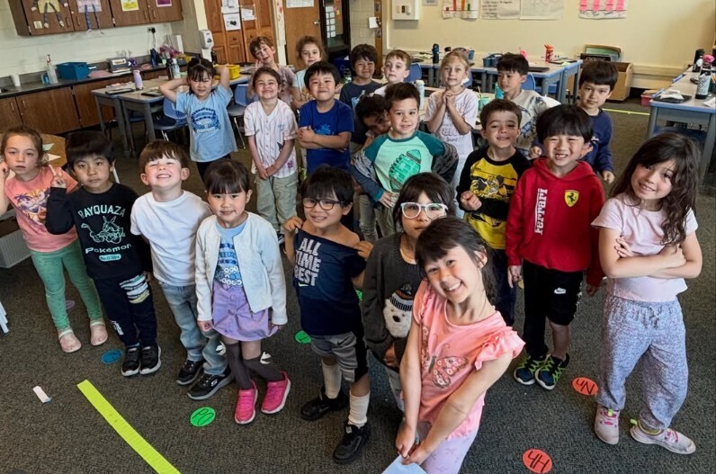 Kindergarteners smiling