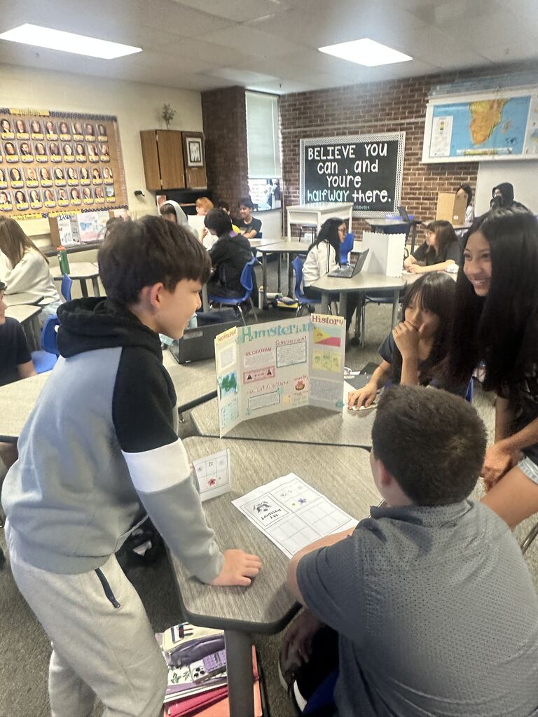 Students sharing their projects with each other
