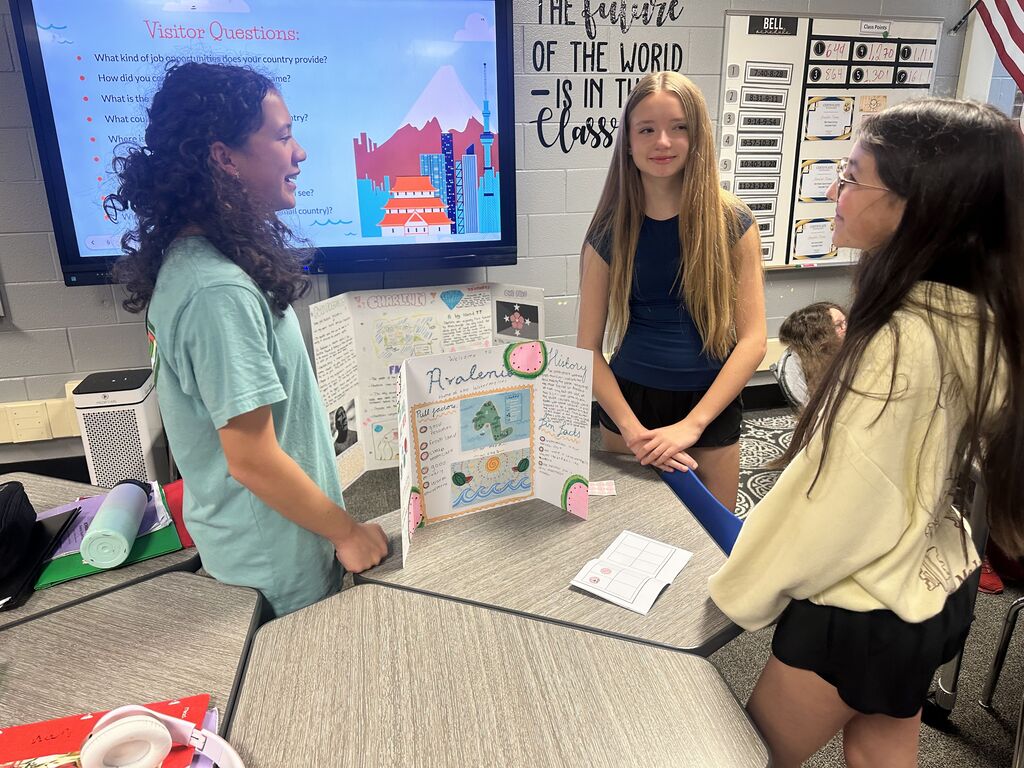 Students sharing their projects with each other