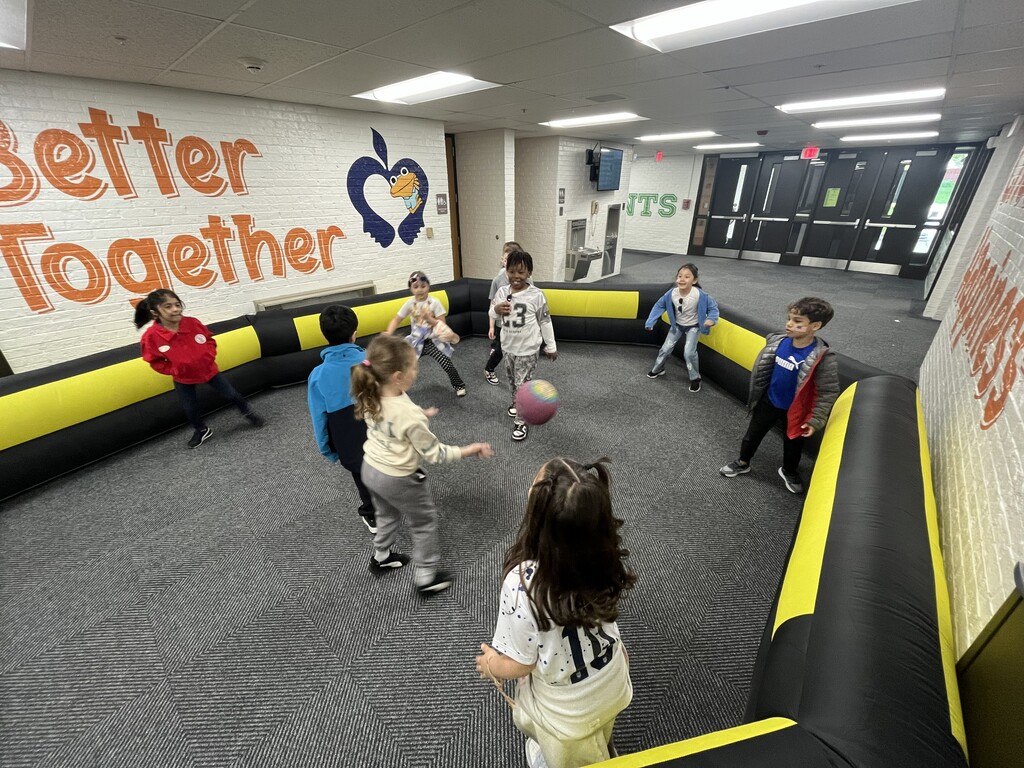 Students playing gaga ball