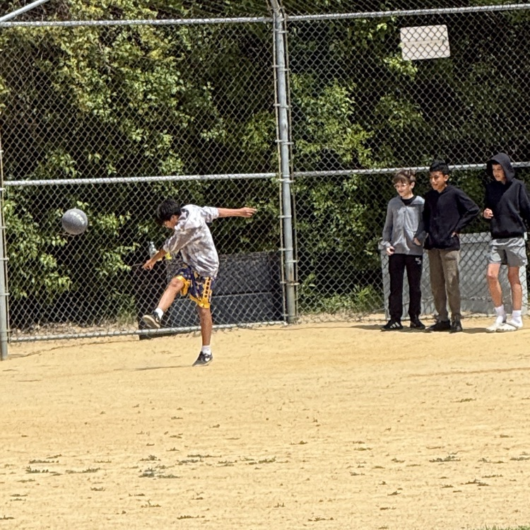 kickball on baseball field