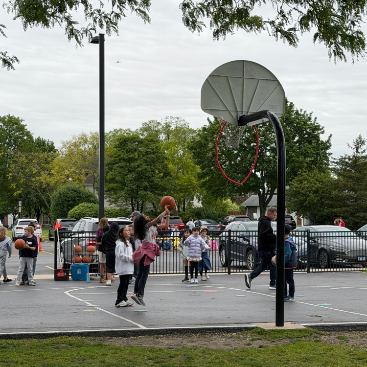 Students playing basketball