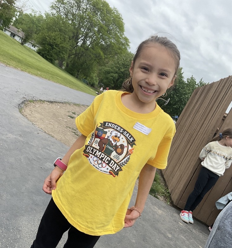 student with Olympic Day shirt 