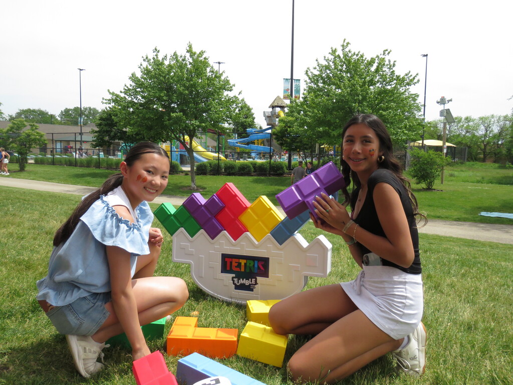 Students playing tetris