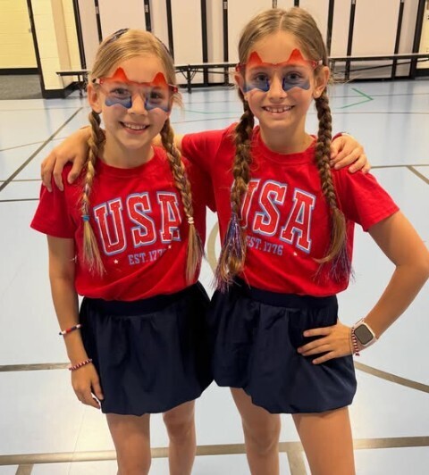 Two girls in their matching USA tshirts