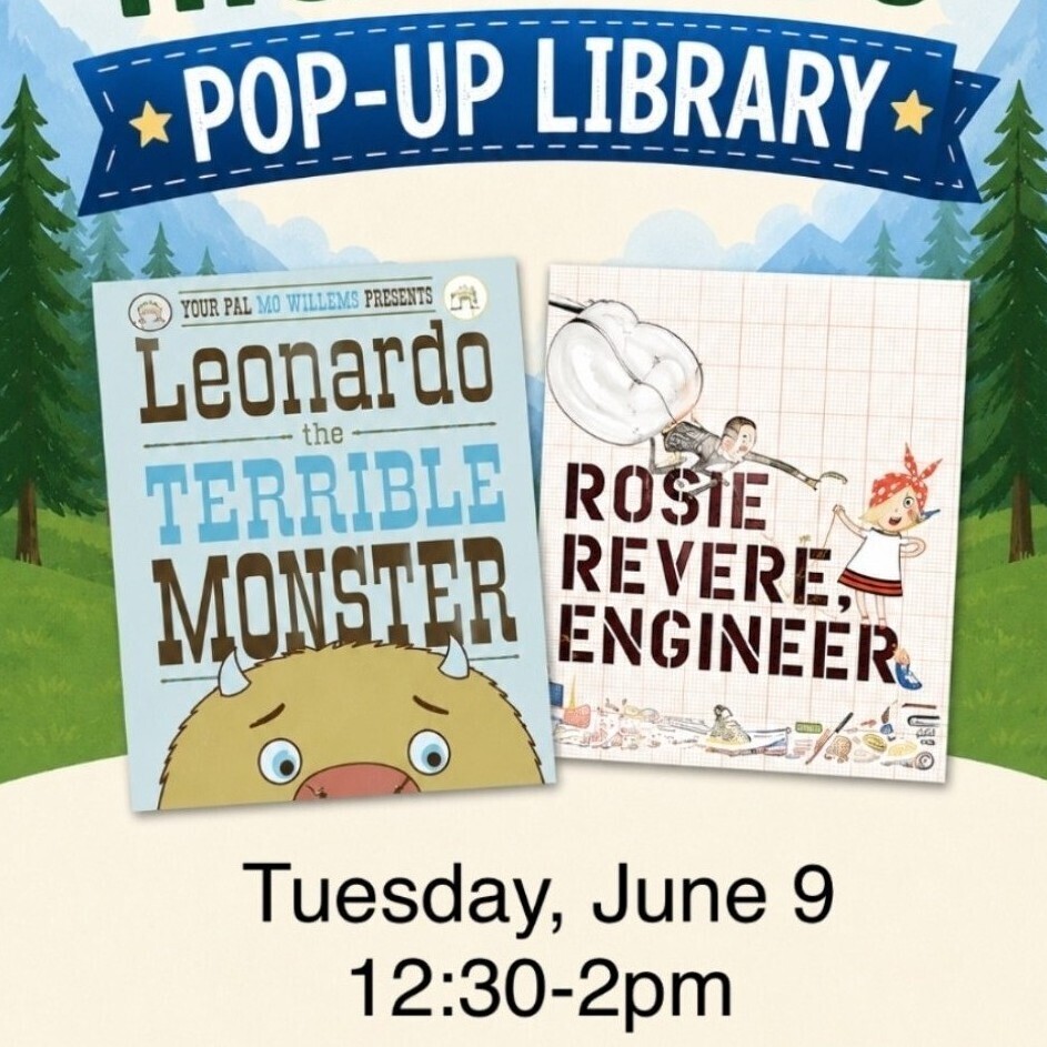 Pop-up Library Tuesday June 9 from 12:30-2.