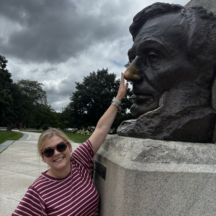 touching a statue