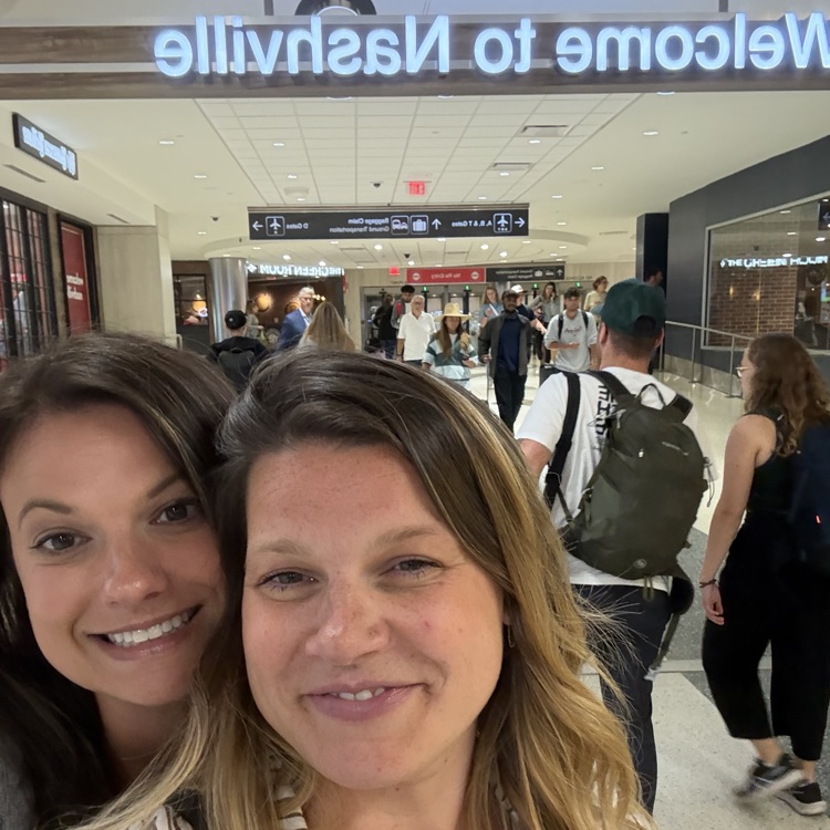 sisters at airport