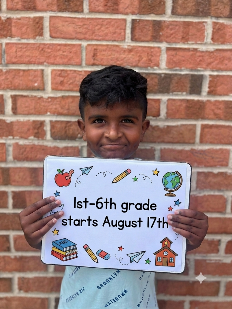 Boy holds sign